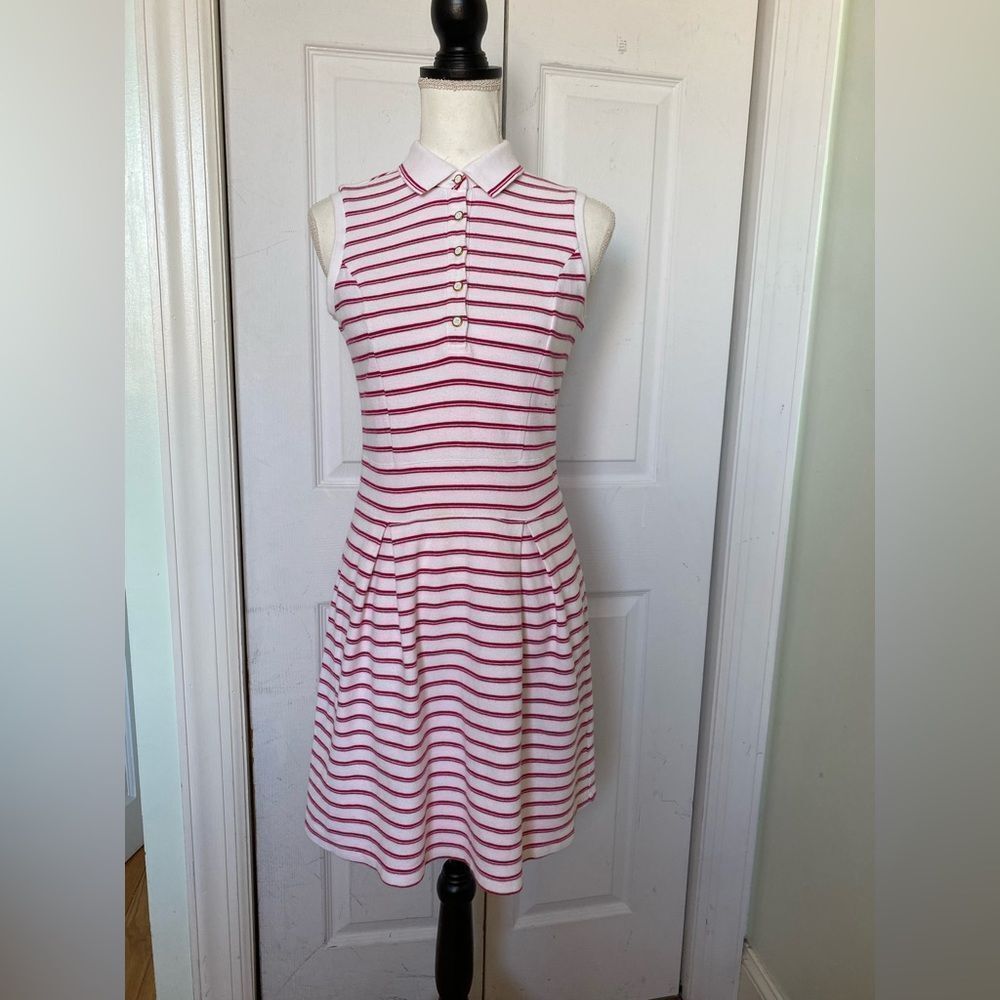 Y2K Tommy Hilfiger Pink & White Striped Tennis Style Dress
